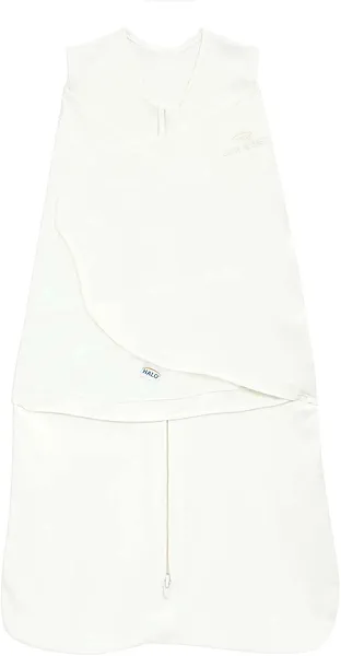 HALO 100% Cotton Sleepsack Swaddle, 3-Way Adjustable Wearable Blanket, TOG 1.5, Cream, Newborn, 0-3 Months