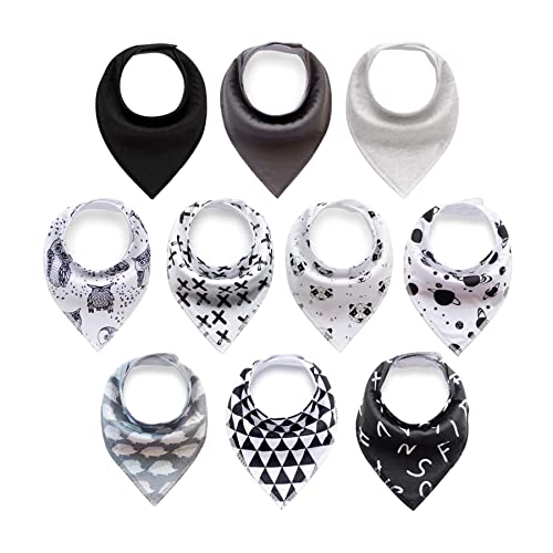 Cherub 10-Pack Baby Bandana Drool Bibs for Girls Boys Drooling and Teething