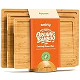 SMIRLY Wooden Cutting Boards For Kitchen Meal Prep & Serving - Bamboo Cutting Board Set with Holder, Charcuterie & Chopping Board, Wood Cutting Board Set, Kitchen Gadgets