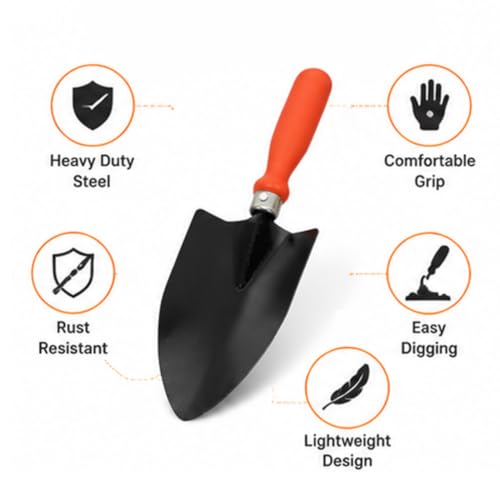 Image of Gardening Hand Trowel (Big)| Heavy Duty Iron Blade with Ergonomic Handle | Durable Hand Tool for Planting, Digging, Soil Mixing, Potting, Transplanting & Outdoor Garden Care(GTK)