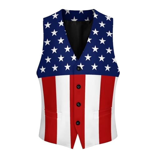 USA Elements of The America Flag Men's Suit Vest Slim Fit V-Ncek Waistcoat Business Casual Vest4