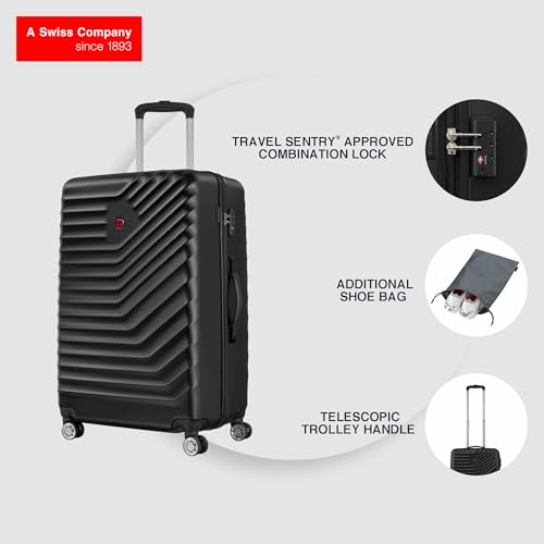 Image of WENGER, Trayn Plus, Large Hardside Suitcase, 116 litres, Black, 653946, Swiss Designed