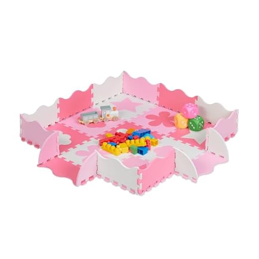 Relaxdays Alfombra Puzle Bebés, 34 Piezas, Goma EVA, Sin Sustancias Nocivas, Colchoneta Juego, Bordes, Fucsia y Rosada, PE, PEVA, 1 x 31,5 x 31,5cm