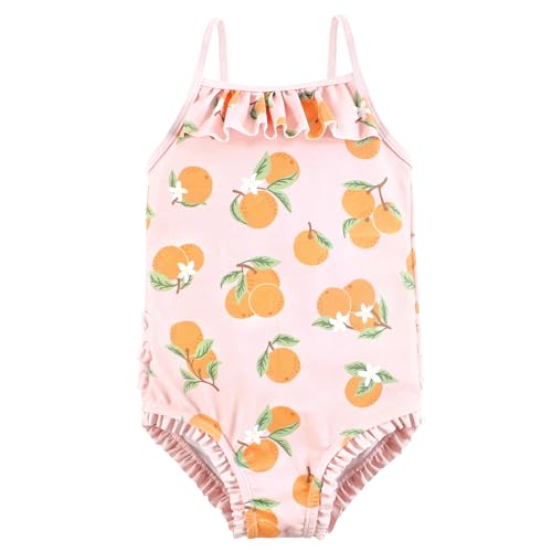 Maillot de bain fille orange agrumes pour journées piscine et vacances