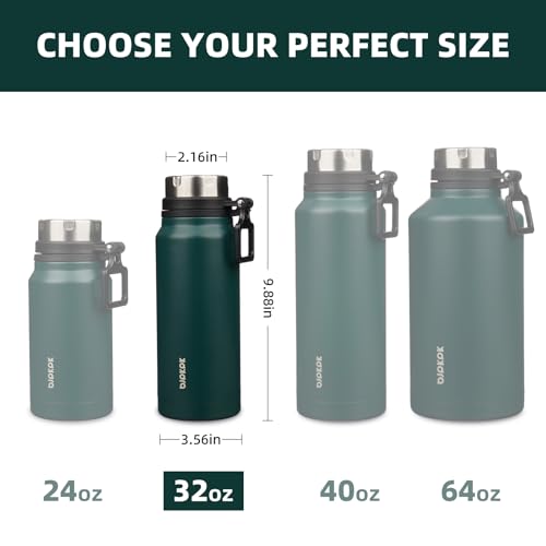 Image of BJPKPK 32oz Large Insulated Water Bottle with Handle, Stainless Steel | Leak-Proof BPA-Free Large Water Bottle, Stainless Steel Vacuum Insulated Bottle for Gym, Work, Outdoor & Everyday Use