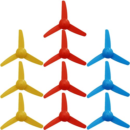 Fituenly - Lot De 10 Hélices À Arbre Moteur, Hélices Droites En Plastique À 3 Pales En Forme D'éventail Pour Modèles Réduits D'avions, Jouets Éducatifs Scientifiques, Moteurs, Bateaux Radiocommandés, Micro