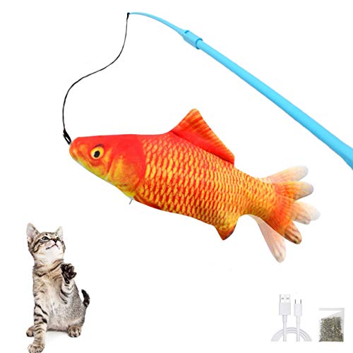 Pexmmy Floppy Fish Cat Toy with Fishing Pole, Interactive Fishing Rod
