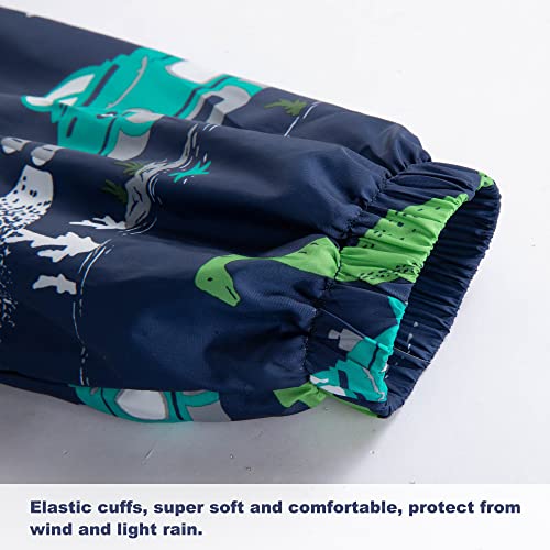 Boys Rain Jacket Zipper Hoodies Lightweight Waterproof Raincoats Dinosaur Windbreakers for Kids S Size 4-5 Years4