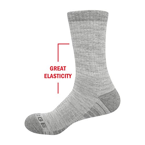 YUEDGE Women\'s Hiking Walking Socks 5 Pack Outdoor Recreation Socks Moisture Wicking Cotton Cushion Crew Socks(Light Grey, X-Large)