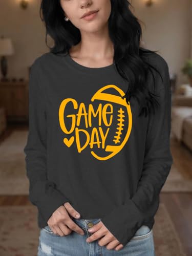 Women Football Shirts Game Day T-Shirt Casual Football Graphic Tees Sports Gift Long Sleeve Novelty Tops4