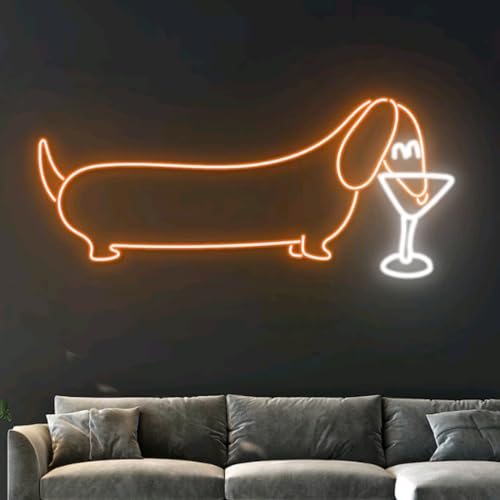 Dachshund Martini Neon Sign, Martini Dachshund Neon Light, Dachshund Dog LED Light, Pet LED Sign, Animal Wall Room Decor, Wine Neon Light Size:17inch by BELISAMA - Image 3