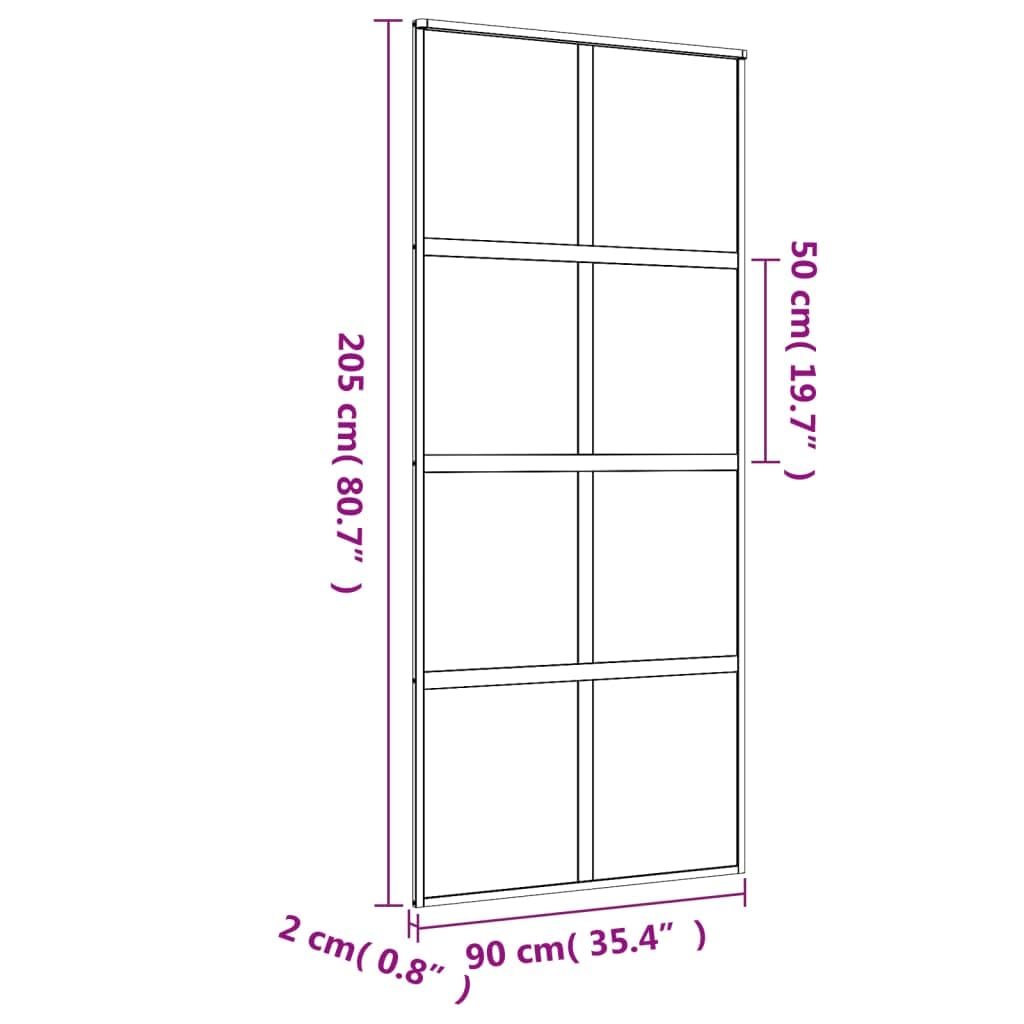 Drzwi przesuwne złote 90 x 205 cm matowe szkło ESG i aluminium Sprzęt budowlany materiały drzwi, drzwi domowe