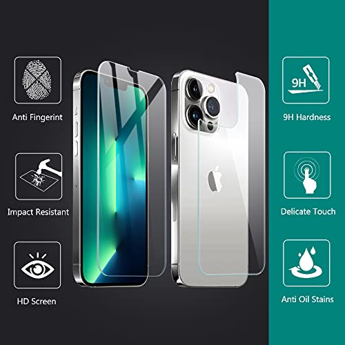 PaceBid [Pack of 2 Tempered Glass Compatible with iPhone 13 Pro Screen Protector + Tempered Glass Back - Image 2