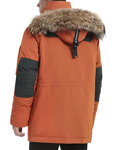Image of HARD LAND Men's Down Parka Extreme Warm Winter Jacket With Real Fur Hood Short /Long