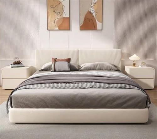 Table de chevet en bois massif et cuir microfibre pour chambre - 5