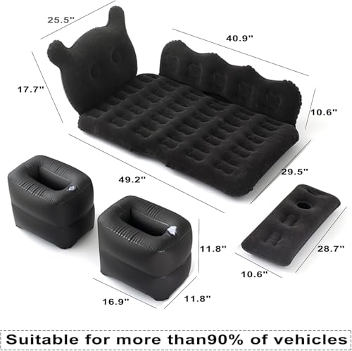 Image of Oshotto Big Size Thickend Travel Camping Inflatable Car Bed|Air Mattress with Pillow & Air Pump for Cars (Black)