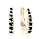 Moissanite Hoop s para Mujeres y Hombres, 925 Plata esterlina con 18 km enchapado de Oro Blanco, Color Brillante D VVS1 Claridad, joyero Lleno