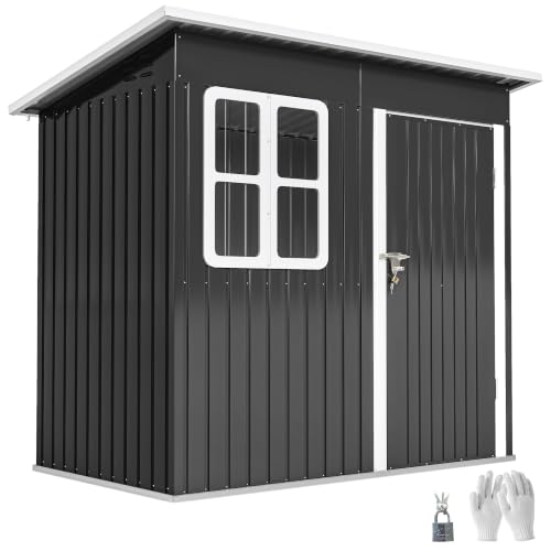 Outsunny Gerätehaus 2,55m² mit Pultdach 221 x 133 x 190/173 cm Dunkelgrau