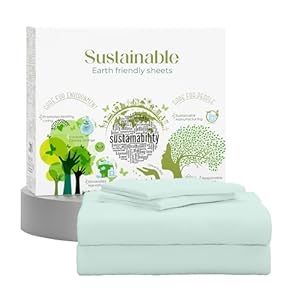 SUPREME ELEGANCE Twin Sheets Set â Natural 100% Cotton Percale Twin Bed Sheets, Oeko-tex Made in Green Sustainable, Cooling Crisp Bedding with Deep Pockets, Soft Breathable Hotel Quality, Light Green