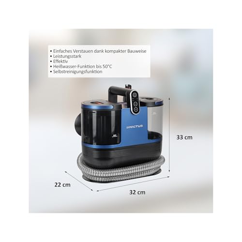 Genius Polsterreiniger Gerät Invictus F7 10 tlg., Waschsauger 1200 W, Fleckenreiniger, Nasssauger, für Teppich, Auto, Sofa, Vorleger Teppichreiniger, Nassreiniger Polstermöbel, großer Wassertank
