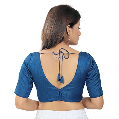 Image of Vamas Women's Silk Padded Self Design Half Sleeve Readymade Saree Blouse (VFJ-140)