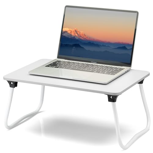 Image of ZEAPTAC Laptop Bed Desk, Foldable Lap Desk, Portable Laptop Stand, Lightweight & Mini Table for Breakfast /Picnic /Drawing /Couch /Floor - White