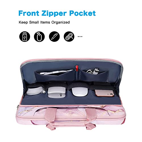MOSISO 360 Protective Laptop Shoulder Bag Compatible with MacBook Air 13 inch M2 M1 2022-2018 / Pro 13 inch M2 M1 2022-2016, Surface Pro 8/7/6/X/5/4/3,Polyester Sleeve with Belt Marble MO-MBH2163