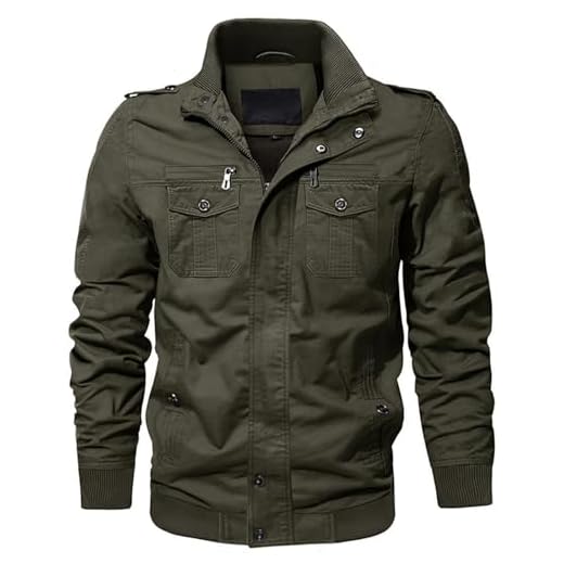 Jinsha Blouson Aviateur Homme Coton Hiver RandonnéE Escalade Zipper Veste Militaire Bombers Cargo Homme Multipoche ExtéRieur Manteau Coupe-Vent Travail VêTements D’ExtéRieur Armée Verte M