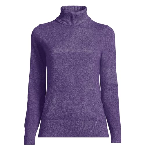 Image of Lands' End Womens Cashmere Turtleneck Sweater Velvet Plum Heather Petite X-Small