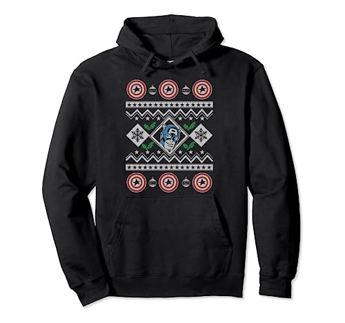 Image of Marvel Christmas Captain America Ugly Sweater Pullover Hoodie
