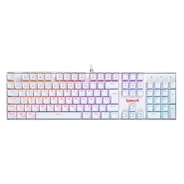 Teclado Mecânico Gamer Redragon Mitra Lunar RGB Switch K551W-RGB, Branco