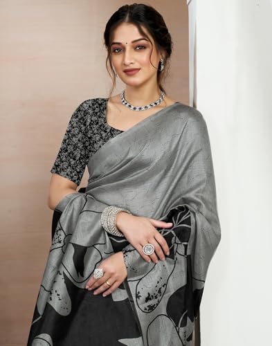 Image of SIRIL Women's Cotton Printed Saree With Unstitched Blouse Piece