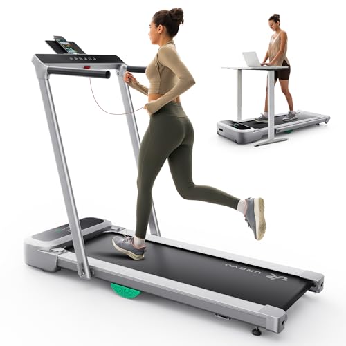 UREVO Foldimix Laufband, 3.0PS Leiser Dualer bürstenloser Motor, Laufband Schreibtisch für den Heim- und Bürogebrauch, 12-Point Shock Absorption, Geräuscharme Laufbänder, Fernbedienung