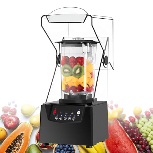 Fabricante de Batidos de licuadora con Escudo de Sonido de Sonido Tranquilo, batidora de Parada eléctrica de 2 litros de 17000 RPM trituradora de Hielo, para Batidos, Frutas