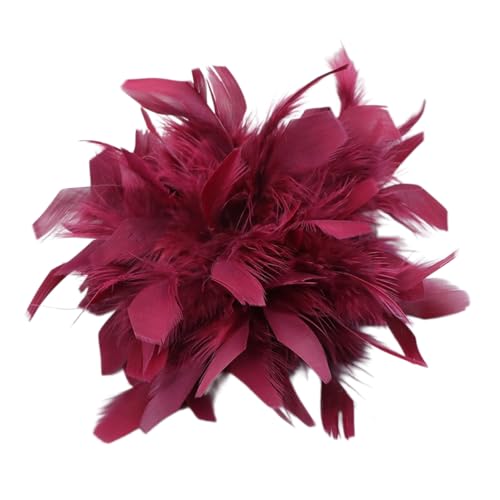 Wambere Broche de penas para mulher, broche de penas de peru, espartilho de penas, vintage, acessório de cabelo para artesanato, casamento, festa, aniversário, jóias, acessórios, cor branca, Pena