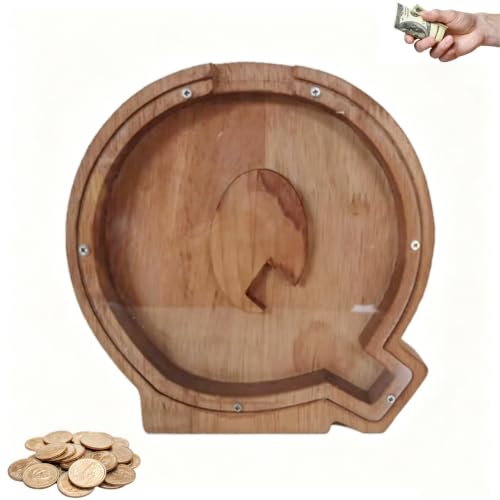 Wooden Letter Piggy Bank, 26 Alphabet Money Bank Cash Saving，Q
