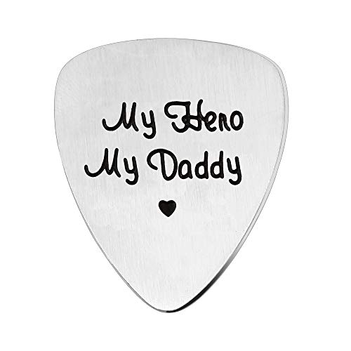 YONGHUI - Púas de guitarra de acero inoxidable personalizadas para guitarra eléctrica acústica, bajo, accesorios para papá, día del padre, cumpleaños, Navidad, mi héroe, mi papá, mi papá, mi papá