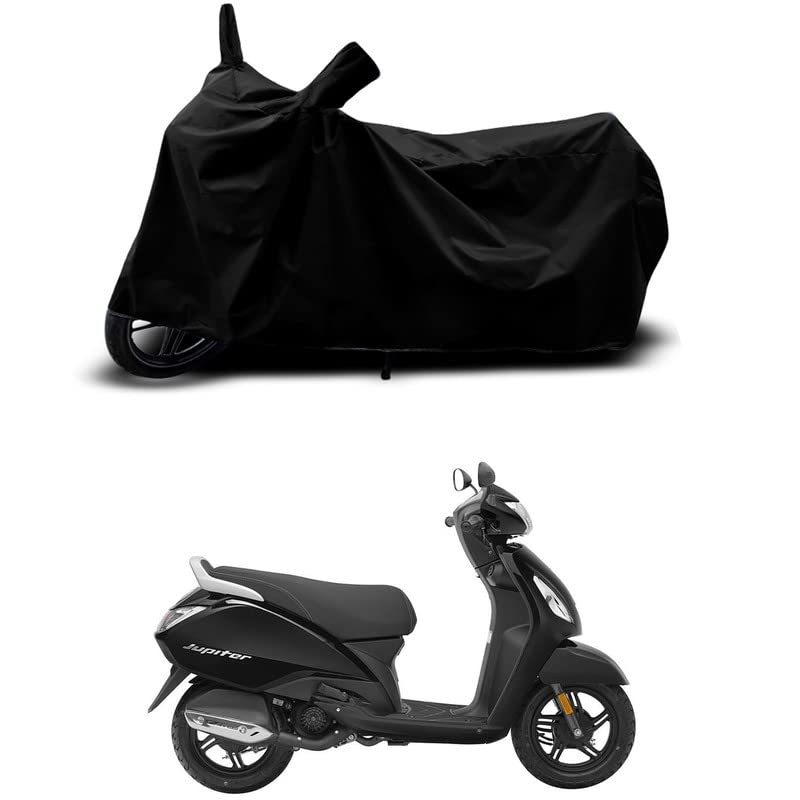 Image of 100% Scratchproof /UV-Rays /Heat Protection /Birds Dropping /Water Resistant /Dust Proof /Waterproof /Full Bike Scooty Two Wheeler Body Cover Compatible for Jupiter All Varients[Black]