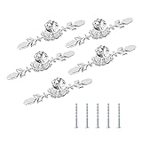 Fvstar 5pcs Glass Dresser Drawer Knobs,Crystal Cabinet Pulls Handles,Diamond Drawer Pulls with Plate,Decorative Cabinet Knobs for Kitchen Bathroom Furniture Door,Silver