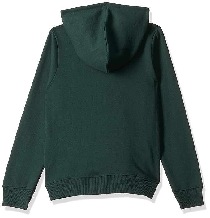 Image of Solid Cotton Fleece Girls Hooded Neck Sweatshirt with Kangaroo Pocket