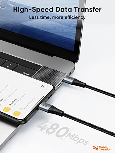 CableCreation Short USB C to USB C Cable,0.8FT/24CM Type C Fast Charging USB C Cable Double-Braided Exterior Compatible with Galaxy S21 S20 Note 20, MacBook, iPad Mini 6, iPad Pro 2020, Pixel