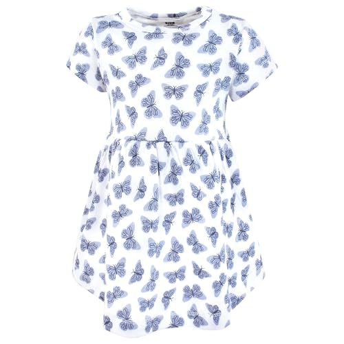 Image of Hudson Baby Girls Cotton Dresses, Butterfly Floral, 18-24 Months
