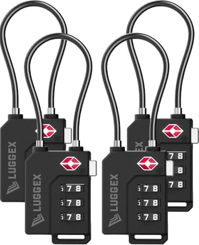 LUGGEX Luggage Lock, TSA Locks for Luggage, Suitcases Locks TSA Approved, Gift Box, Ease of Use & Durable(Black,4 Pack) - View 4