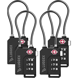 LUGGEX TSA Locks for Luggage, Suitcase Locks TSA Approved, Luggage Locks, Ease of Use & Durable(Black,4 Pack)