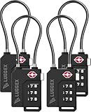 LUGGEX TSA Locks for Luggage, Suitcase Locks TSA Approved, Luggage Locks, Ease of Use & Durable(Black,4 Pack)