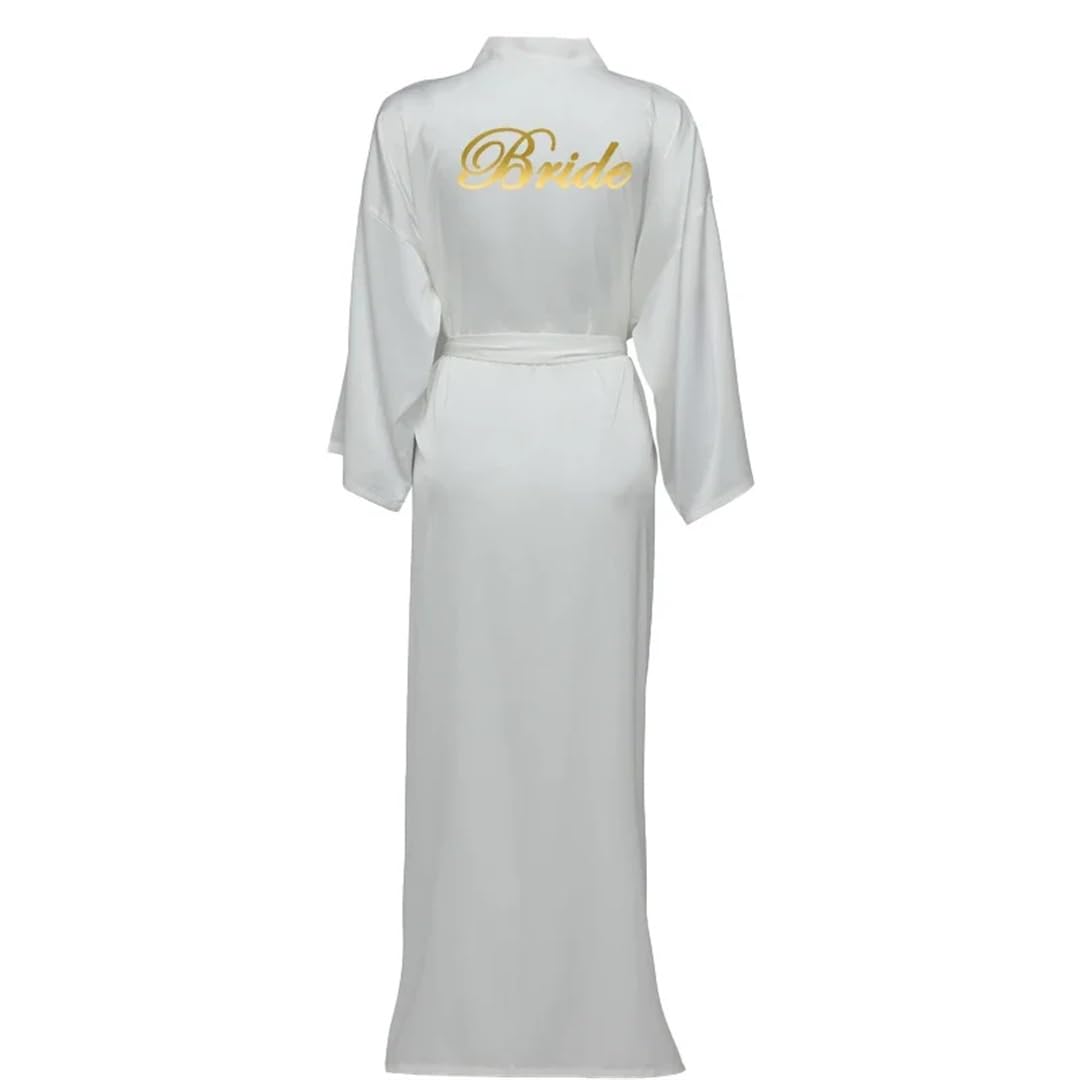 Yeuyyben Raso di seta Vesti Lunghi Manica Lunga Marrone Damigella D'onore Abiti Sposa Robe Abito Da Sposa Donna Lungo Accappatoio Da Sposa Homewear