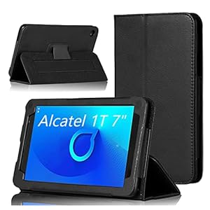 Tasch HYMY Hülle für Alcatel 1T 7 hülle 7″ – Flip Case Cover Schutzhülle Alcatel 1T 7-Black