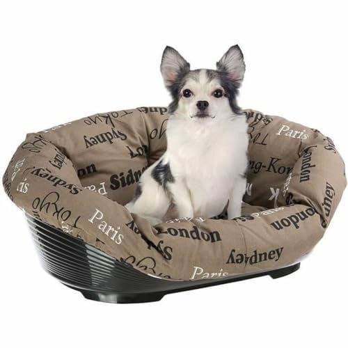 Ferplast Hundebett Hundesofa Katzenbett Hundematte Sofa' 4 Kunststoffkorb mit Waschbarem Gepolstertem Hundekissen, 64 x 48 x h 25 cm.