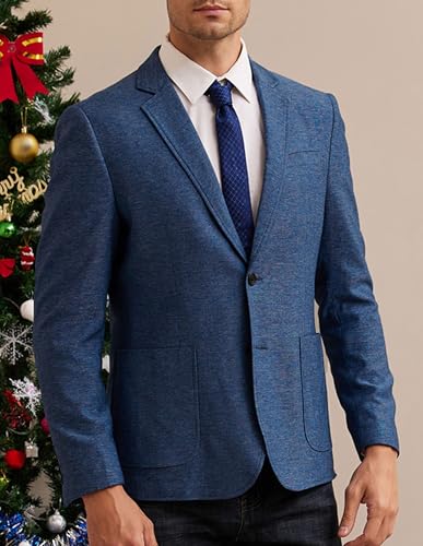image for GRACE KARIN Men's Casual Knit Denim Suit Blazer Jackets Breathable Str