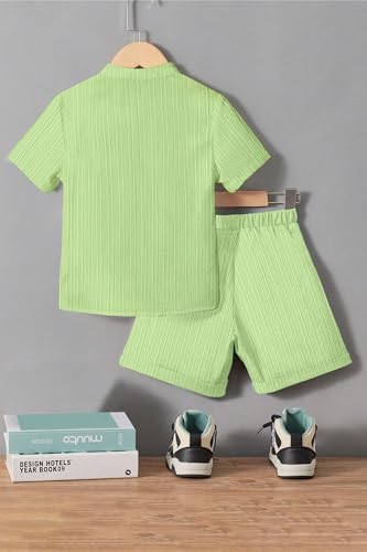 Image of Fashion Dream Boys Cotton Blend Solid Co-ord Set|Boys Co-ord Set|Boy's Clothing Set|Boy's 2 Piece Set|Clothing Set|Boys T-Shirt and Short Set|Co-ords